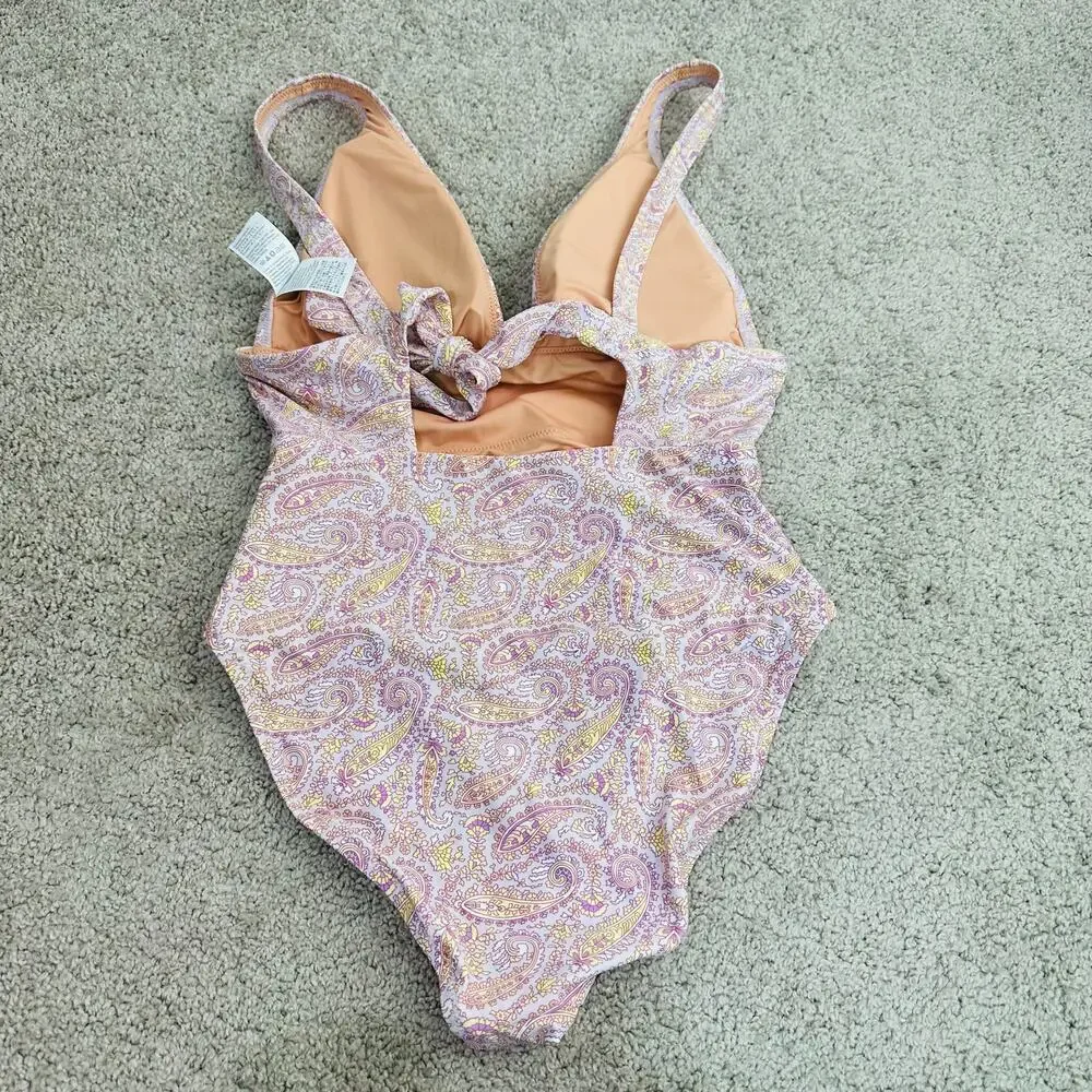 J. Crew Eco plunge V-neck one-piece in beach paisley